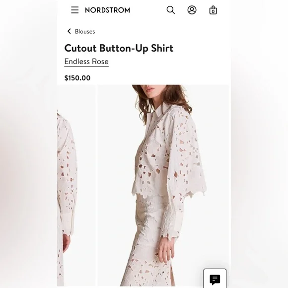 ⭐️Endless Rose cutout button-up lace top Anthropologie Nordstrom - Picture 8 of 11